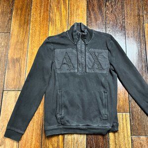 Armani Exchange Sweatshirt Mens Small Black 1/4 Zip Pullover Classic 90s Logo